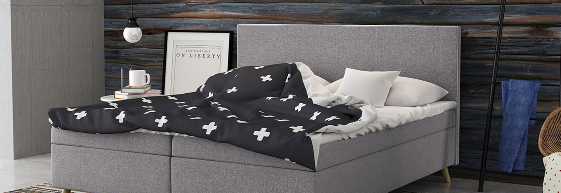 Ein modernes Bett für ein kleines Schlafzimmer