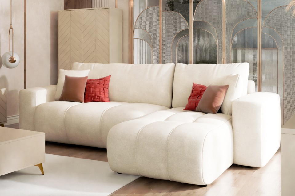 Wohnlandschaft L Form Larow mit Schlaffunktion und Bettkasten