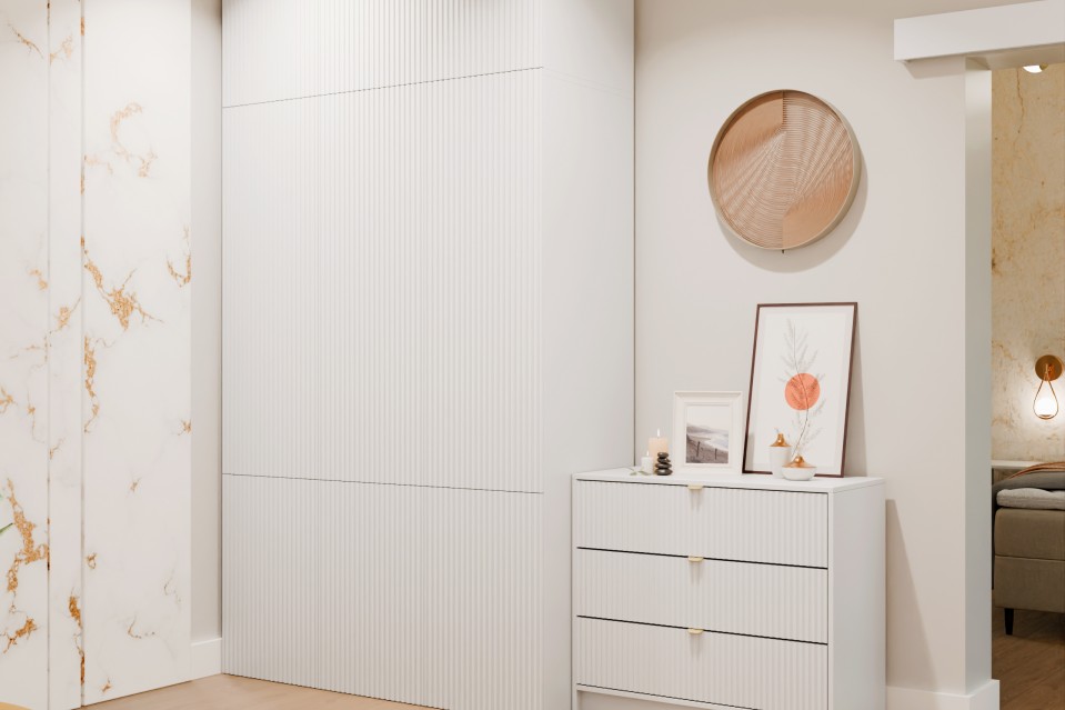 Kleiderschrank Sinenko 90 2D + 45 1D + Schrankaufsatz