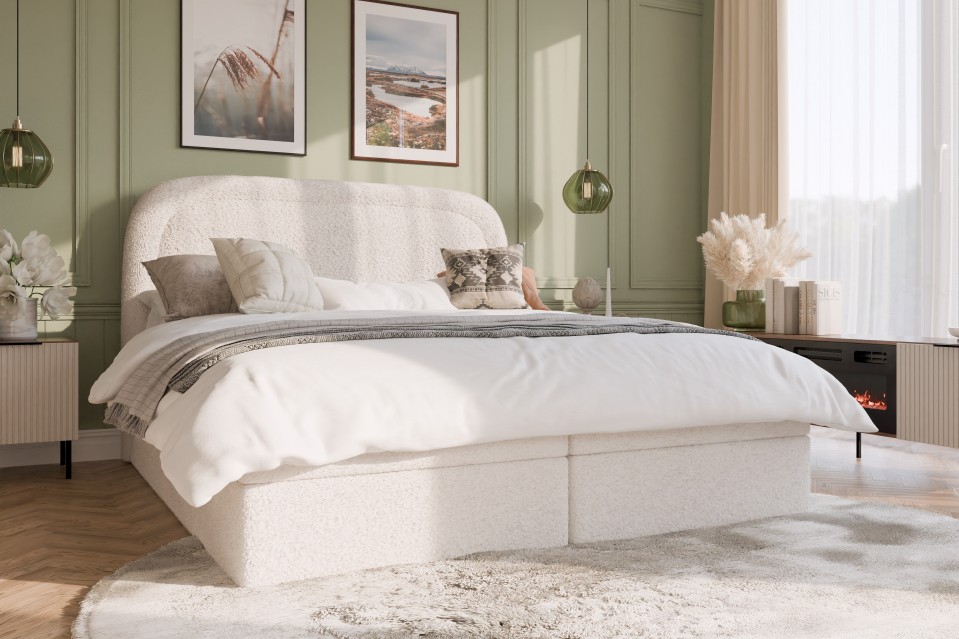 Boxspringbett mit zwei Bettkästen Bukirt Boucle