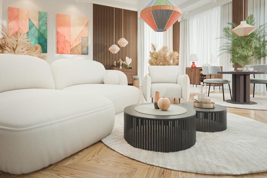 Wohnzimmer im Mid-Century-Modern Stil