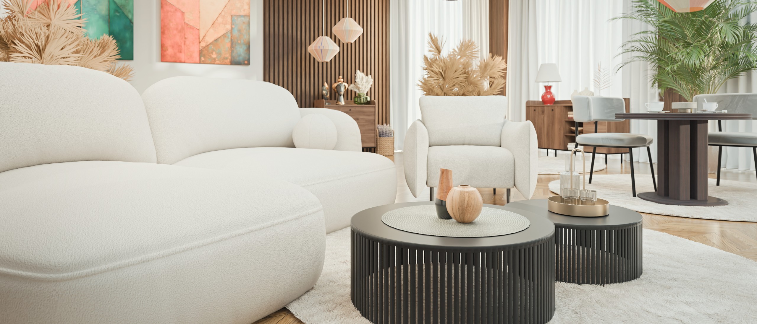 Wohnzimmer im Mid-Century-Modern Stil