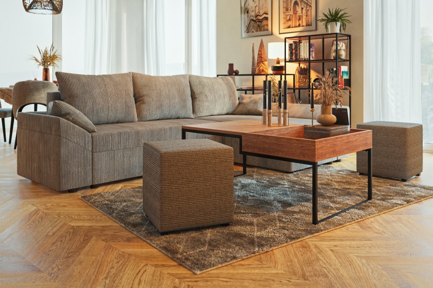 Gemütliches Wohnzimmer mit einem Hauch von Cord