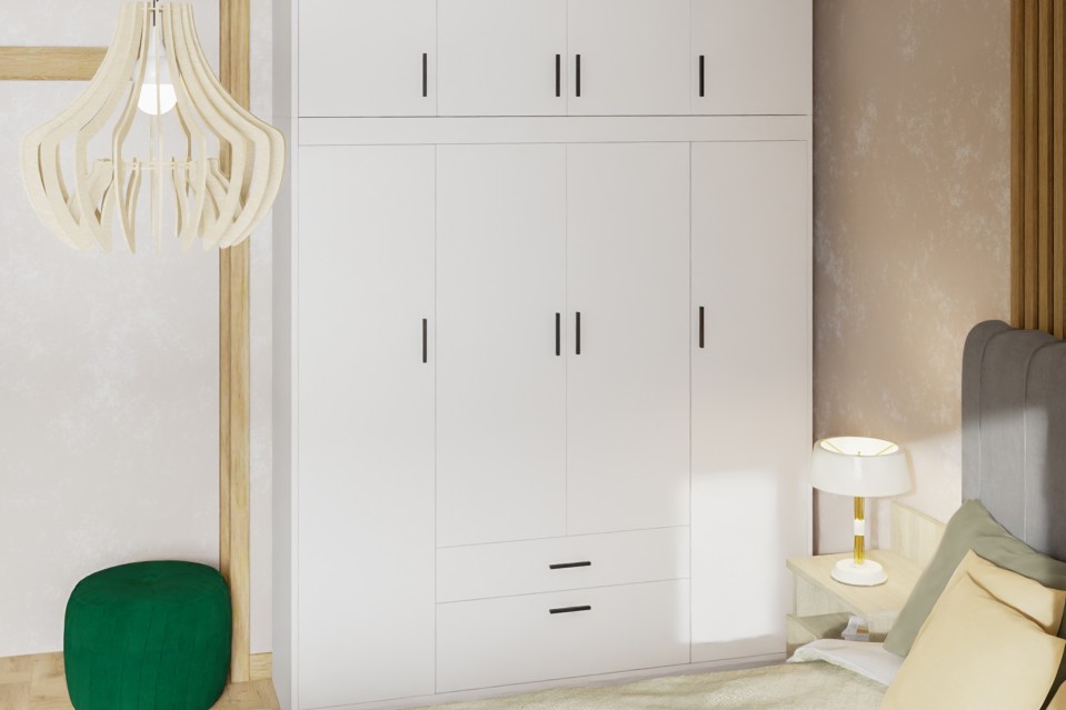 Kleiderschrank Melen 4D2S + Schrankaufsatz