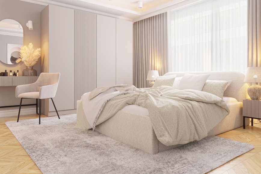 Schlafzimmer in Kaschmirfarbe