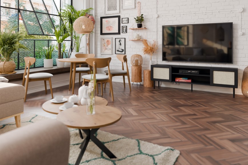 Wohnzimmer mit Boho Industrial Flair