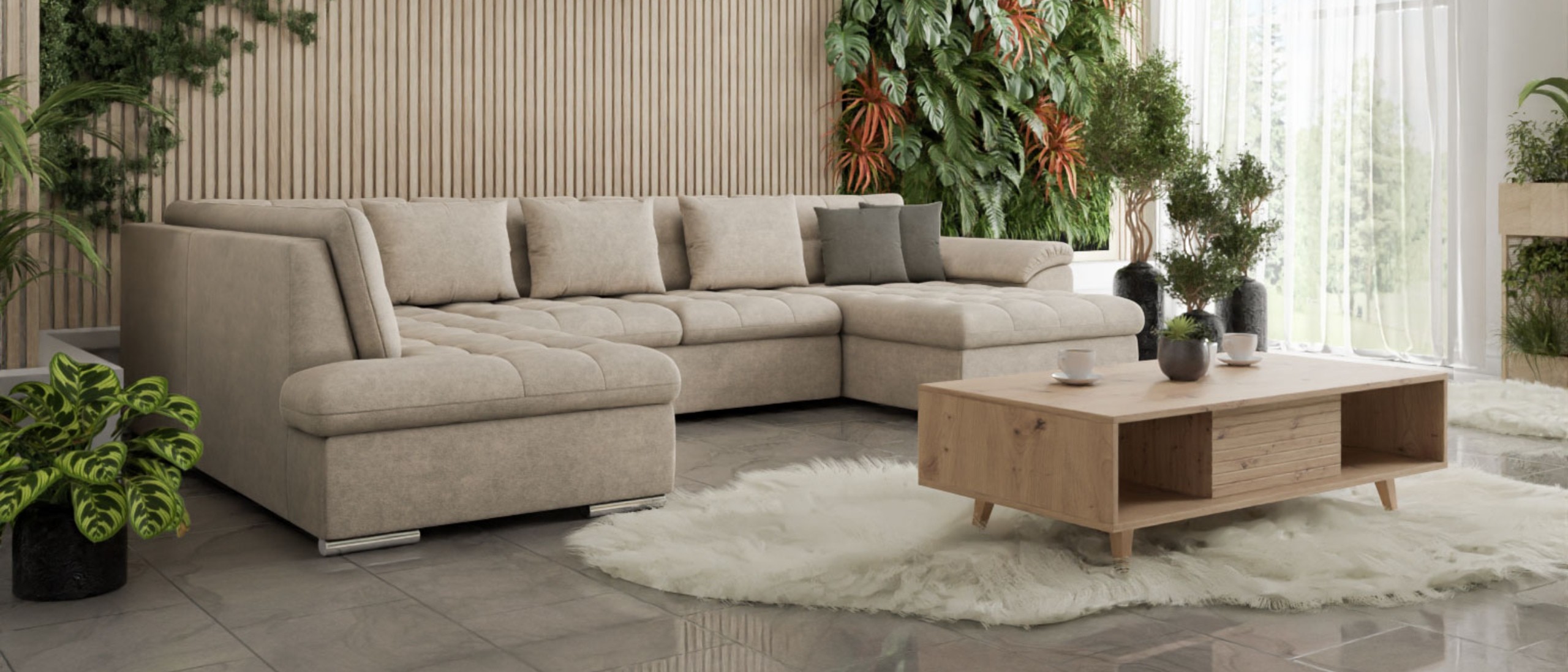 Wohnzimmer in Grün