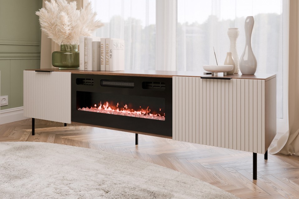 TV-Lowboard Seretio 180 SR06 mit Kamin