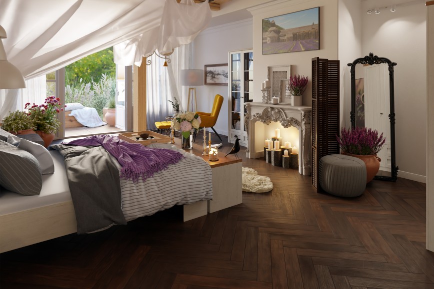 Romantisches Schlafzimmer im provenzalischen Stil