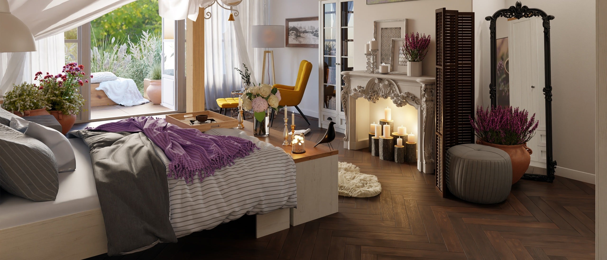 Romantisches Schlafzimmer im provenzalischen Stil